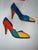Vintage 80s  Multicolor Andrea Pfister Lizard Leather Heels  9.5 Made In Italy