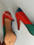 Vintage 80s  Multicolor Andrea Pfister Lizard Leather Heels  9.5 Made In Italy